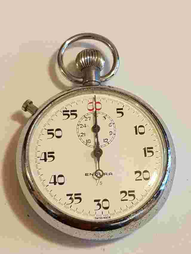 Vintage Endura Hand Wind Pocket Stop Watch  1/5