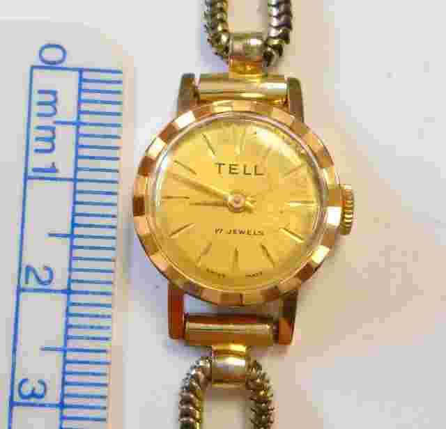 Vintage Circa 1960s Tell Watch Co Gold Plated Ladies Wrist Watch 17 Jewel
