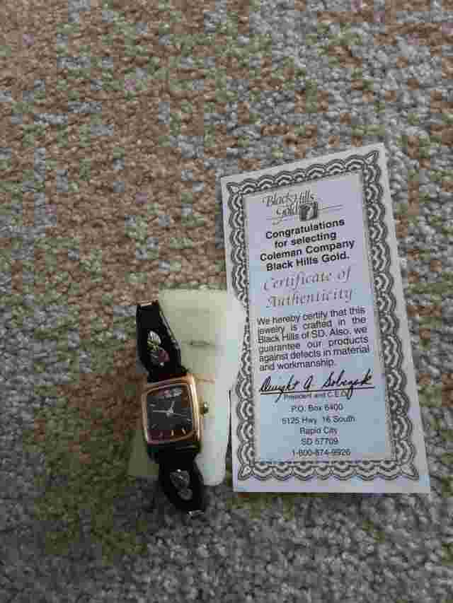 Women's Black Hills Gold Watch 10K Gold W 12K Gold Leaves By Coleman,  In SD