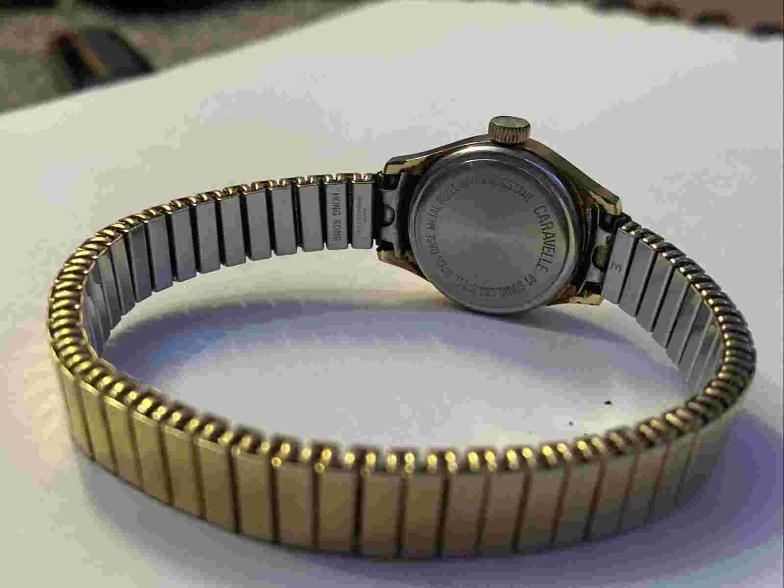 Caravelle By Bulova Watch Vintage Womens Gold Tone Stainless Steel Classic
