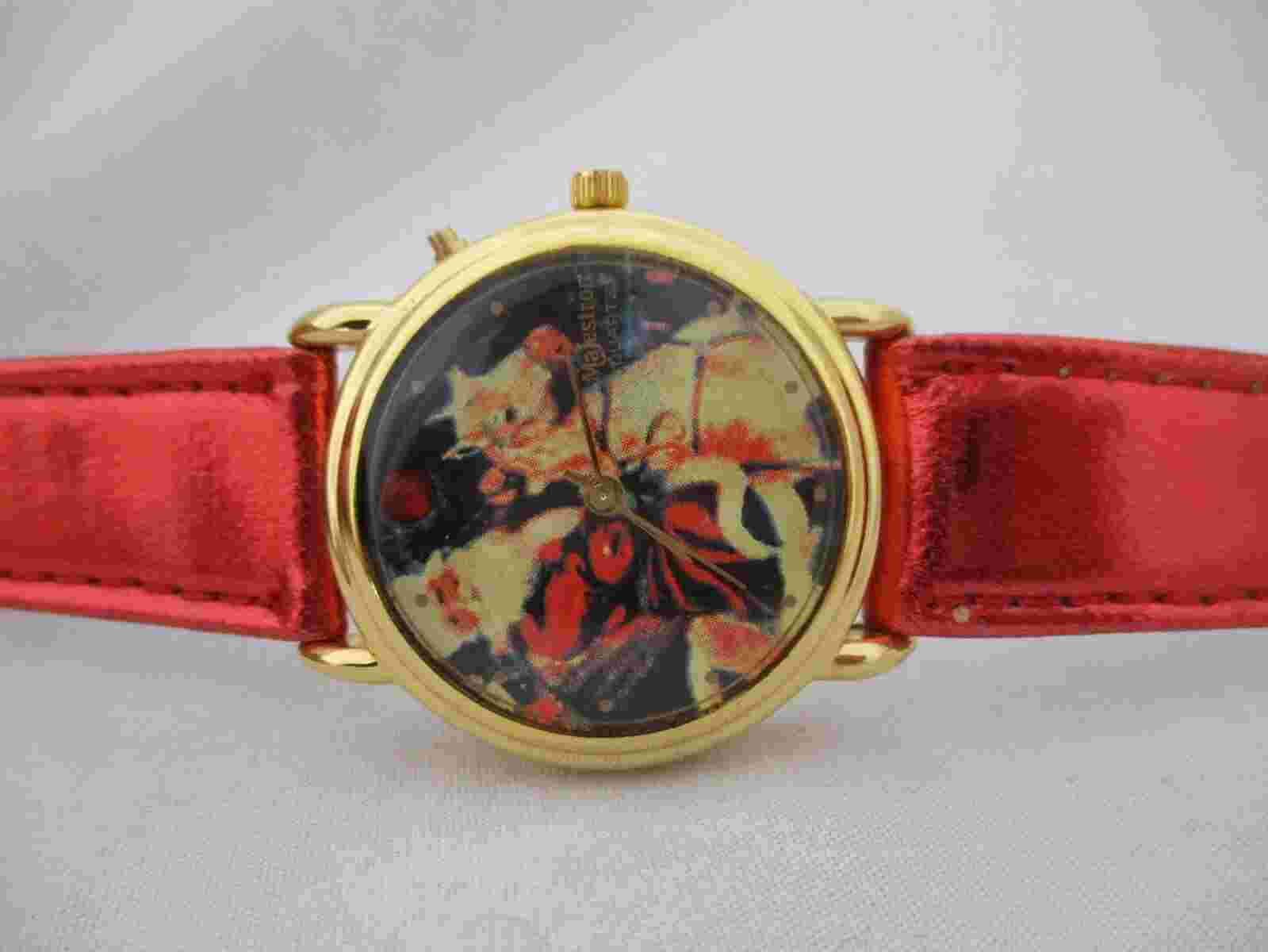 Majestron Christmas Unisex Adult Red Buckle Band Analog Watch *Working*