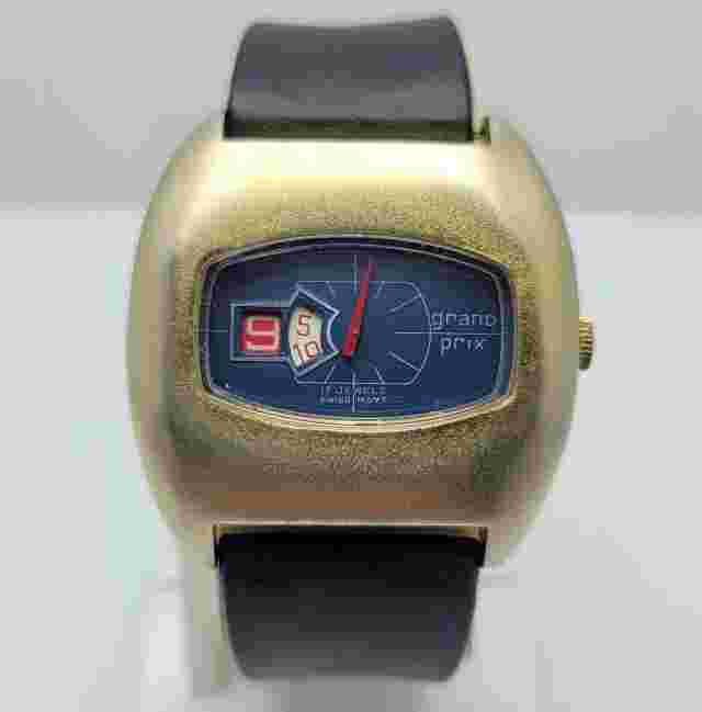 GRAND PRIX JUMP HOUR MANUAL WINDING DIGITAL VINTAGE MEN’S WATCH