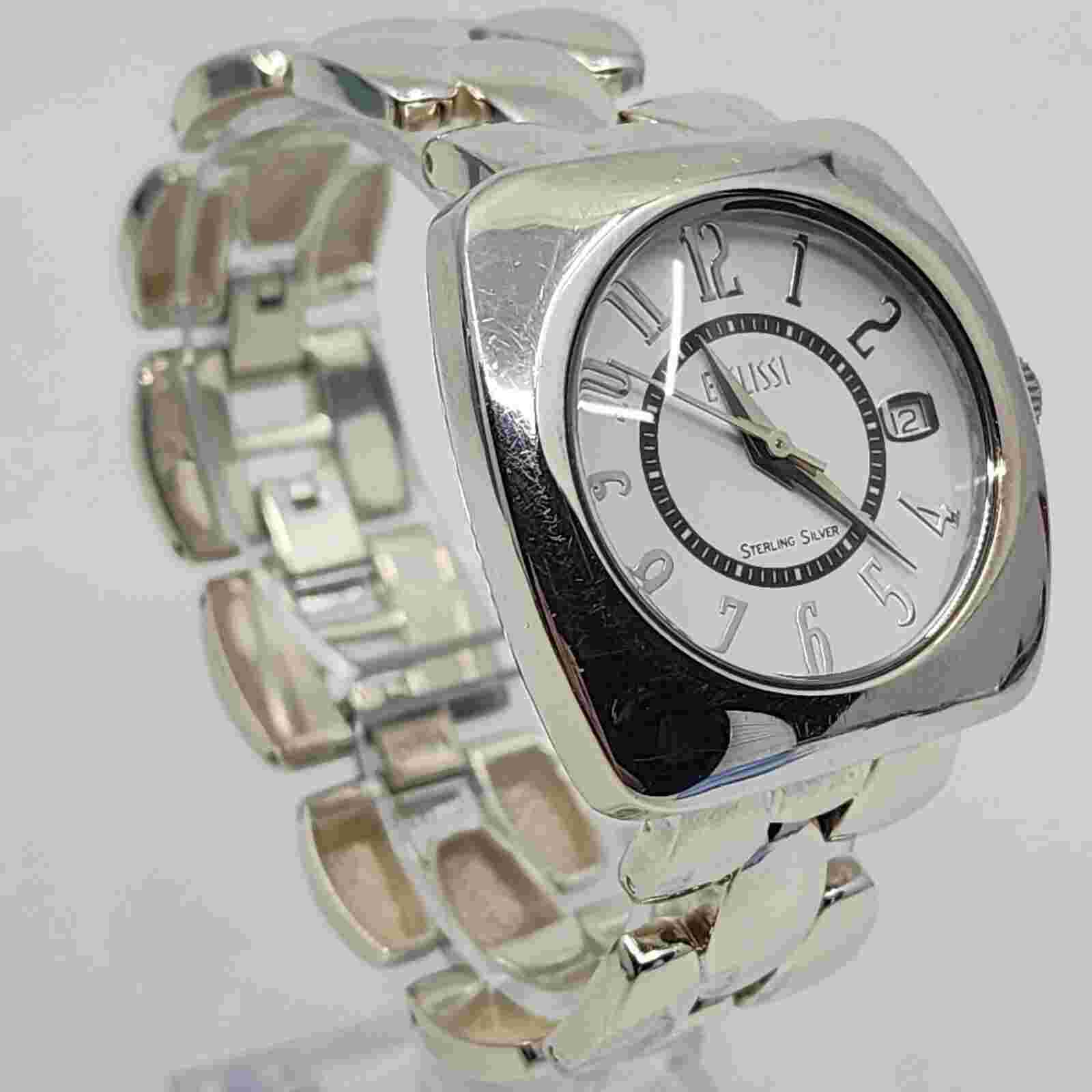 SOLID SILVER Ecclissi 925 Sterling Silver Case & Band 32696 Quartz Watch 35mm