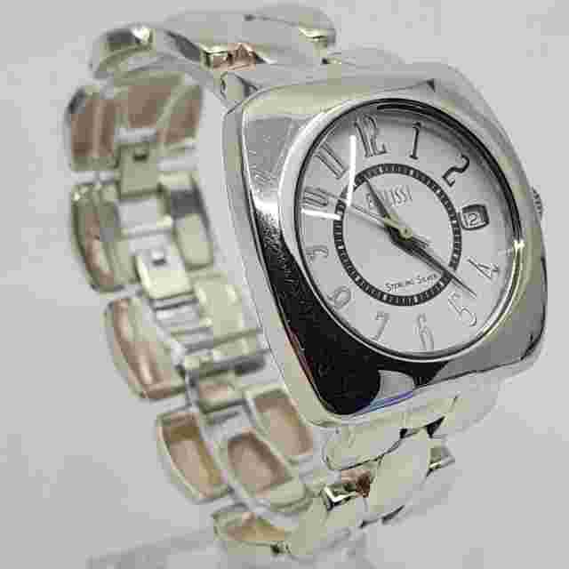 SOLID SILVER Ecclissi 925 Sterling Silver Case & Band 32696 Quartz Watch 35mm