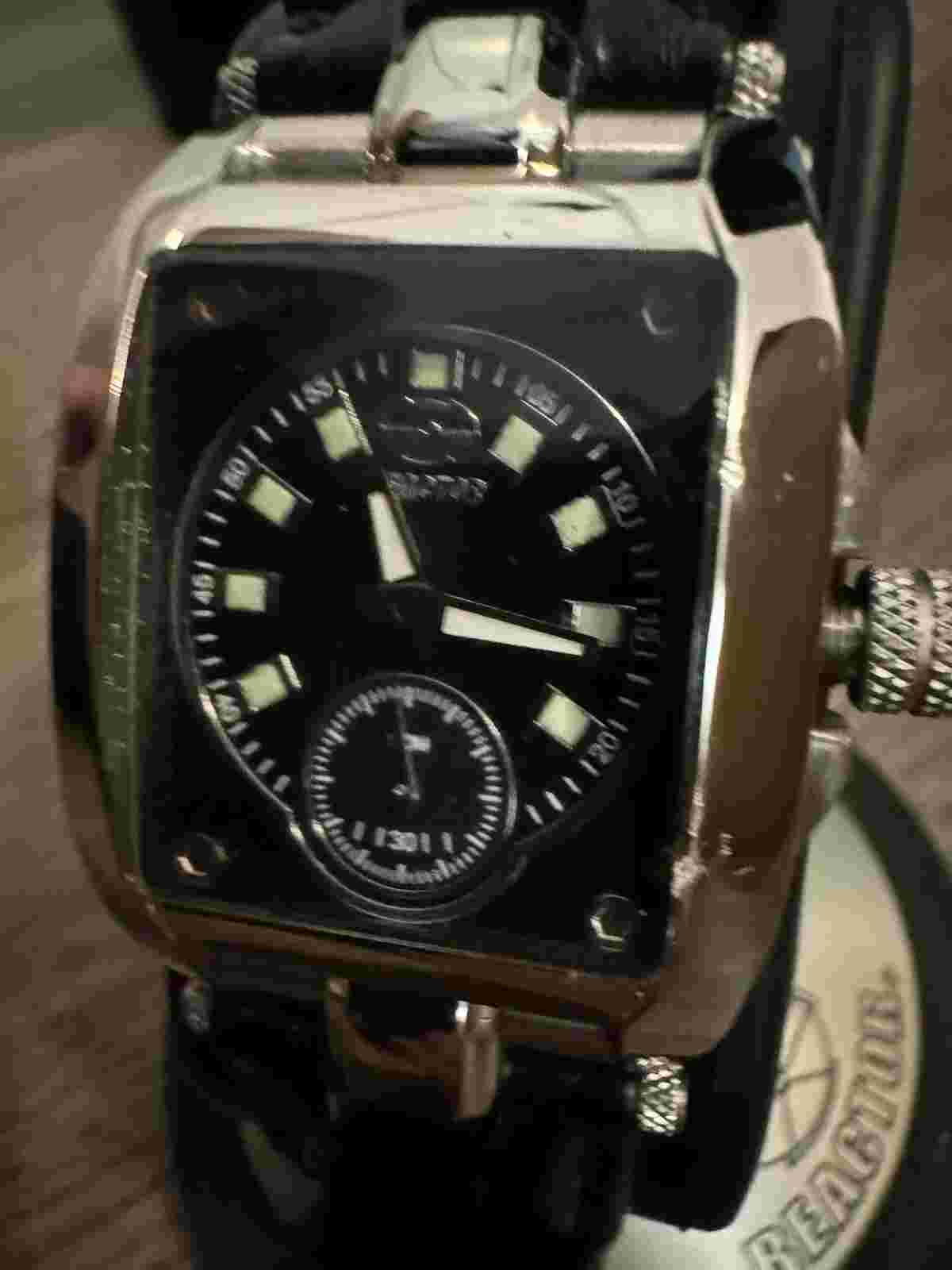 REACTOR *RARE* Women's 97201 Fusion Black Pearl Dial Crocodile Strap Watch