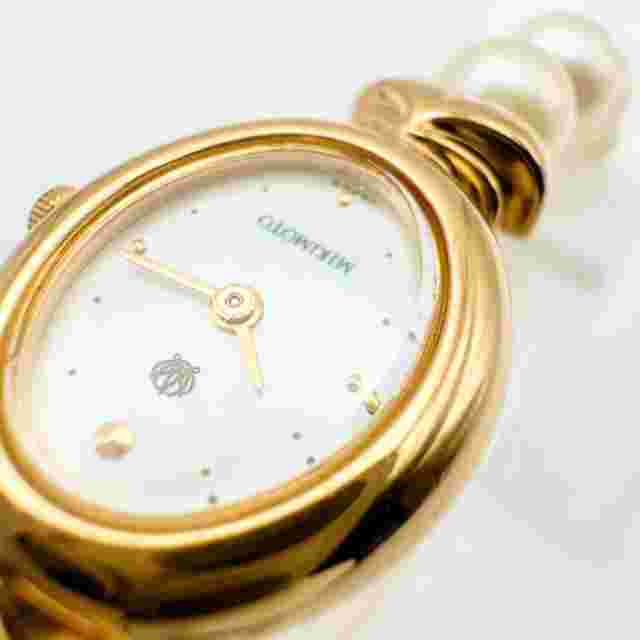 MIKIMOTO Pearl Shell Pearl Gold Watch Limited Edition Authentic USED w/Box