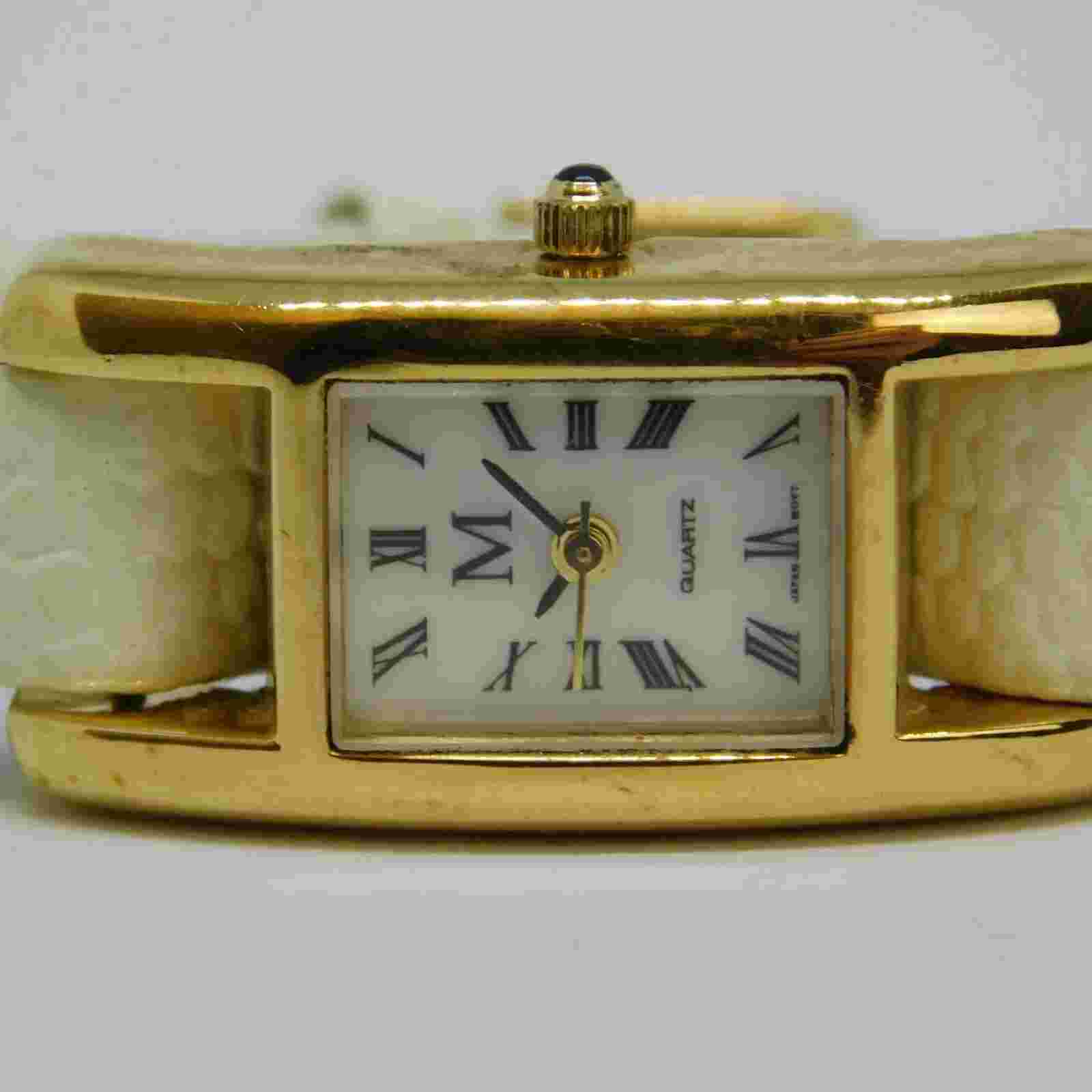 Monet Gold Tone Case Quartz Analog Women's Watch New Battery