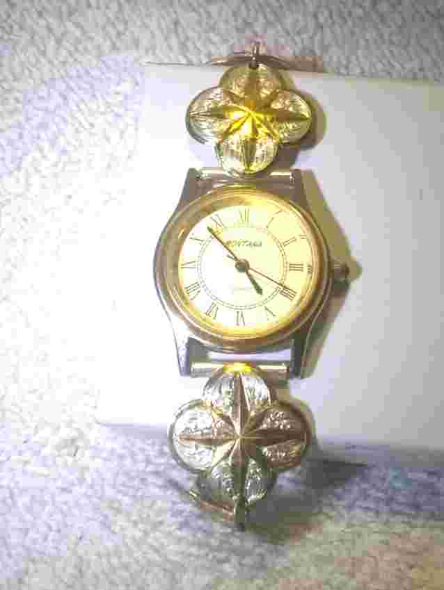 Montana Silversmiths Watch Silver Snowflake Gold Center Star Bracelet New Bat EC