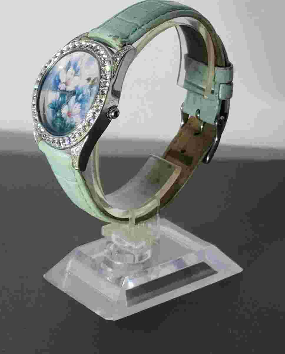 Vintage BGE 2009 Lena Liu Hummingbird & Flowers Watch w/Lt. Blue Band RARE