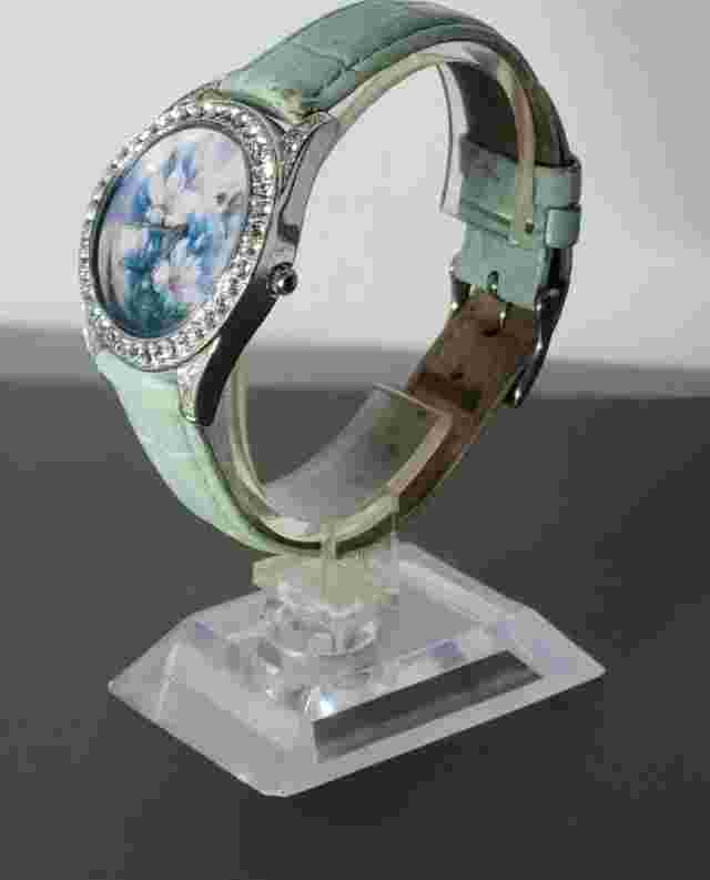 Vintage BGE 2009 Lena Liu Hummingbird & Flowers Watch w/Lt. Blue Band RARE