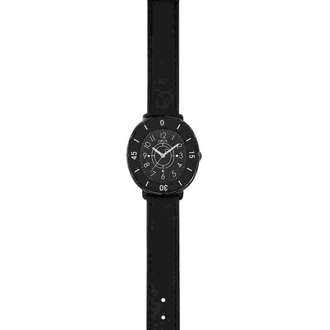 OPEX PARIS STELLI BLACK TONE,BLACK LEATHER BAND,GENUINE DIAMONDS WATCH-X3875LA1