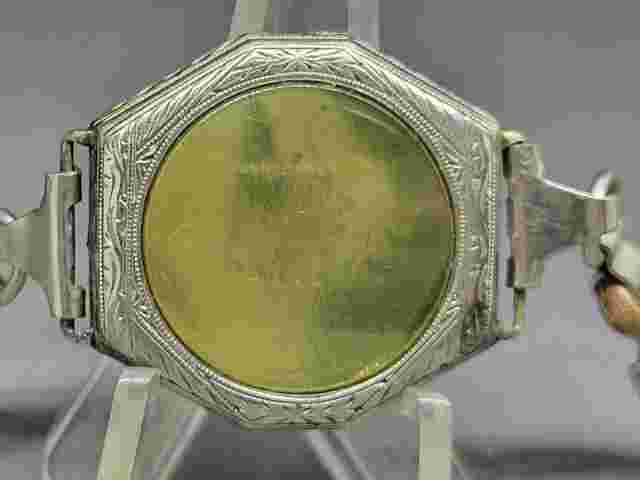 Vintage Illinois Watch Co 14K White GF Double Stock Wrist Watch Case & Band