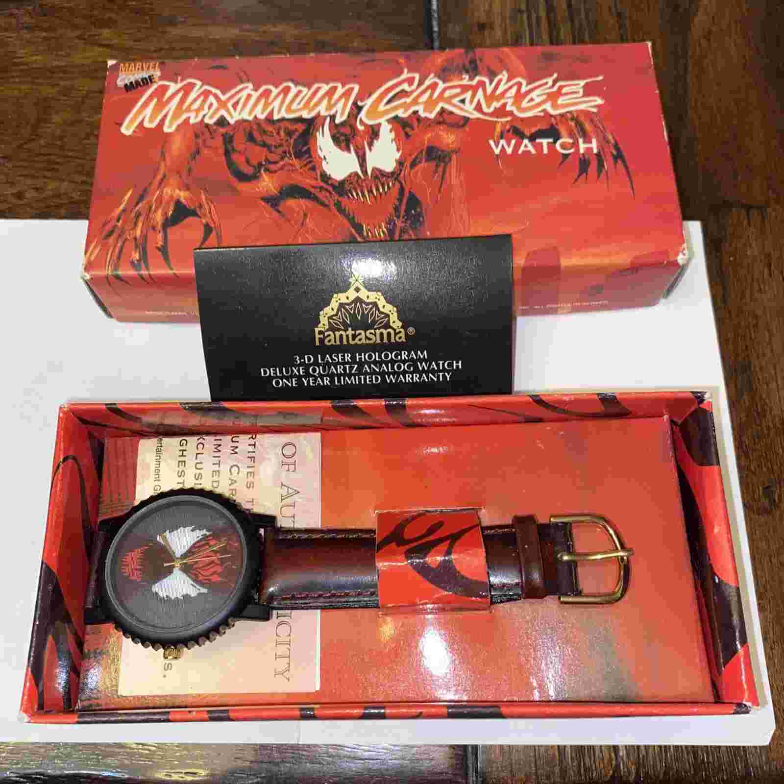 Maximum Carnage Watch 1994 NEW IN BOX + COA* (MARVEL, Carnage, Spider-Man)