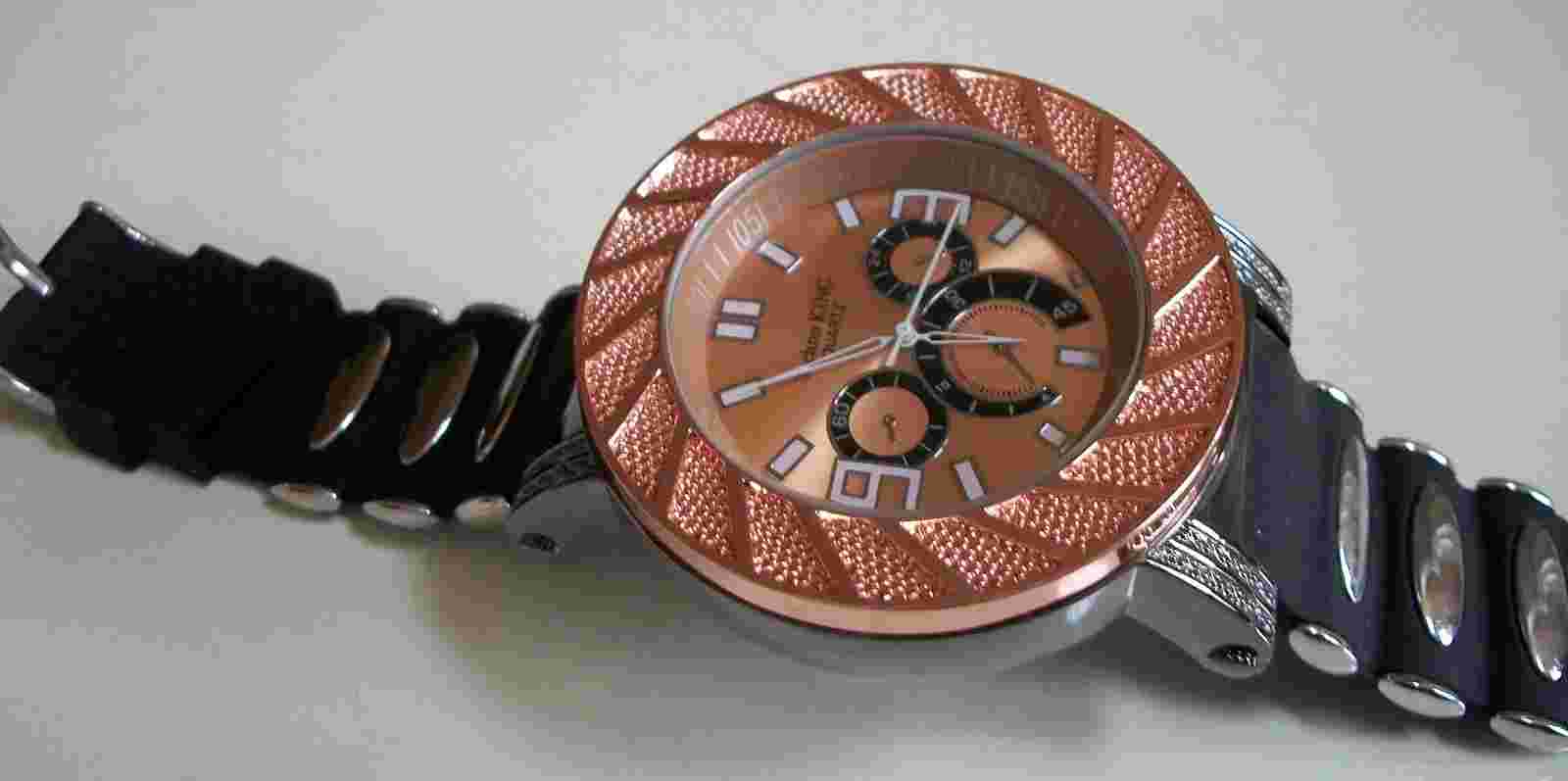 MEN'S TECHNO KING ROSE GOLD & SILVER BLACK SILICONE BAND FASHION HIP HOP WATCH