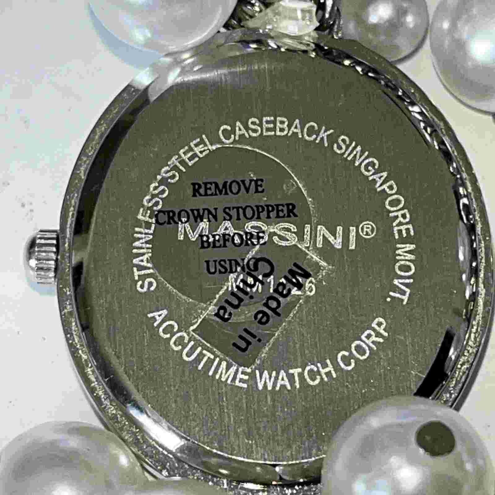 Massini Ladies Wrist Watch - Imitation Pearl Bracelet - Untested, For Parts, Etc