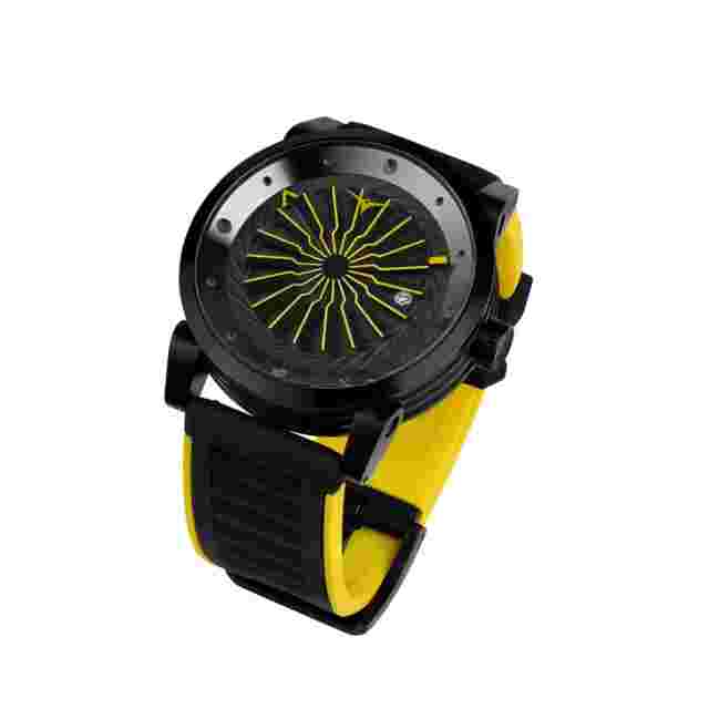 Zinvo Stinger Automatic Steel Black Silicone Yellow Date Sapphire Men's Watch
