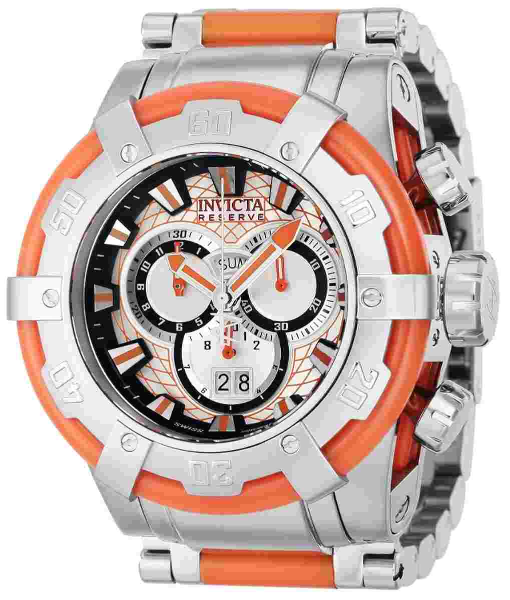 Invicta Reserve Hyperion 53mm Steel/Orange Luminous Tubes/Stainless Steel Case with Steel/Orange Luminous Tubes/Stainless Steel Band Men's Wristwatch