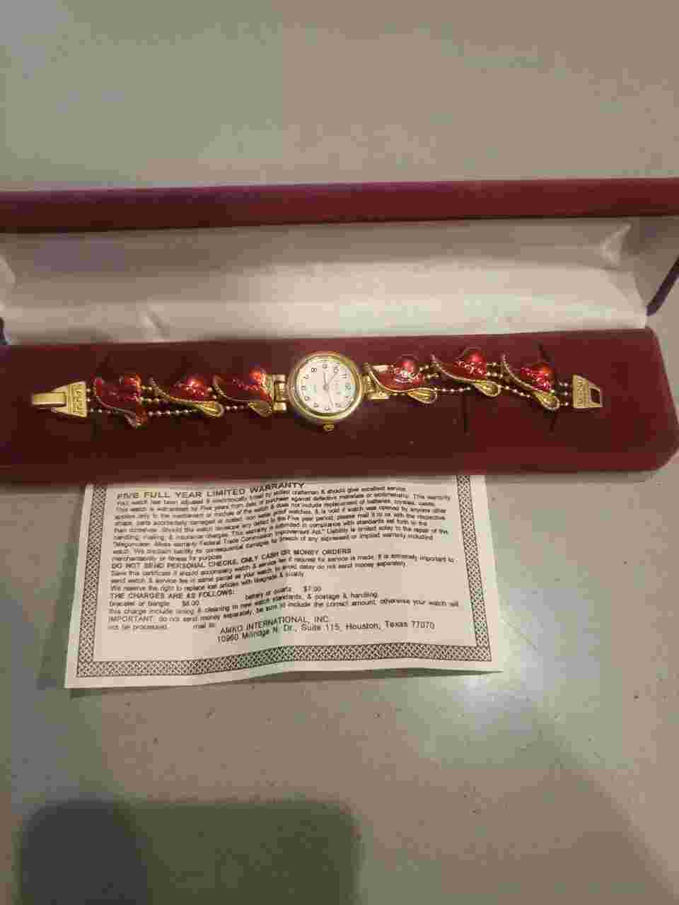Vintage Rare Jennie B Red Hat Gold Watch