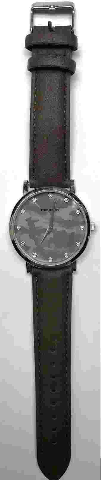 MAURICES Mens/woman’s Watch Large Camouflage Iced Dial Brown Band New Battery