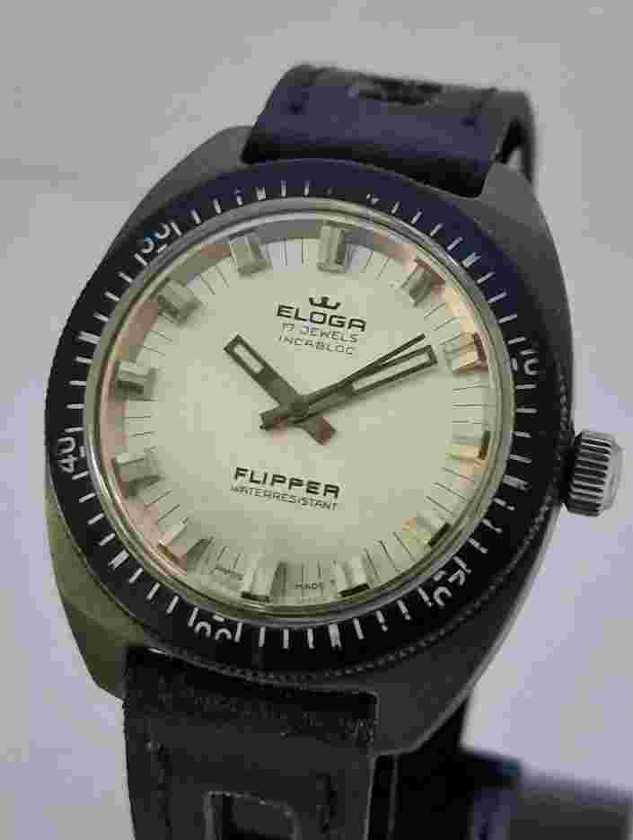 ELOGA  FLIPPER  Mechanical 17 Jewels Swiss Diver Watch. 20 Atm