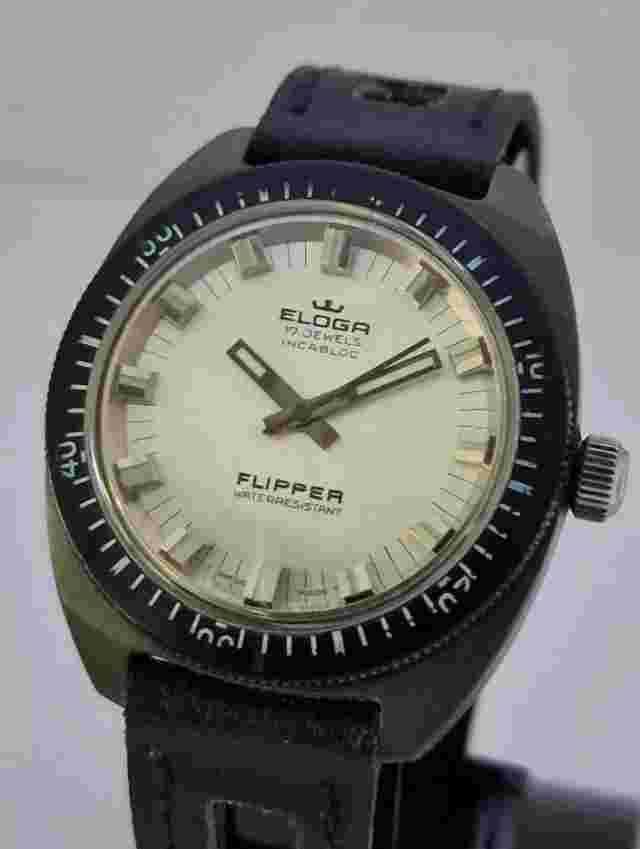 ELOGA  FLIPPER  Mechanical 17 Jewels Swiss Diver Watch. 20 Atm