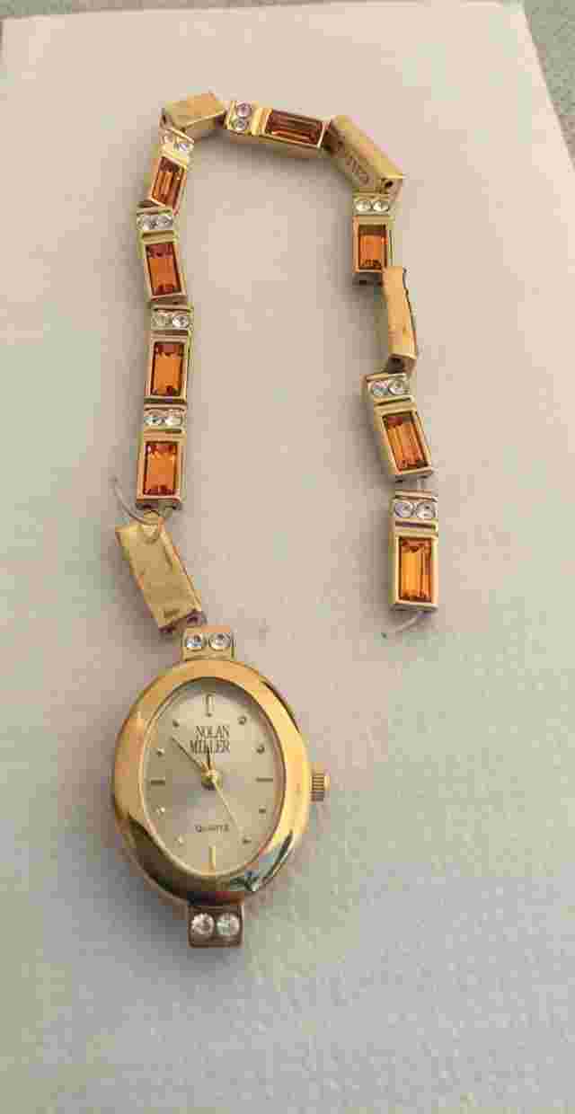 Vtg Noland Miller Baguette Tennis Bracelet Watch *Band Needs Repair NO BATTERY*