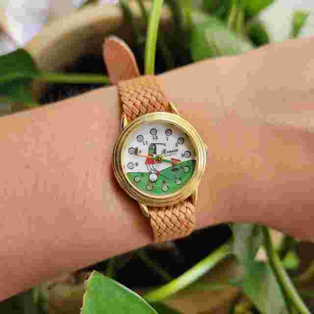 Vintage Ronica Quartz Gold & Tan Golf Watch