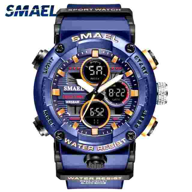 SMAEL Mens Military Watch Waterproof Quartz Analog Digital Sports Wrist Watches