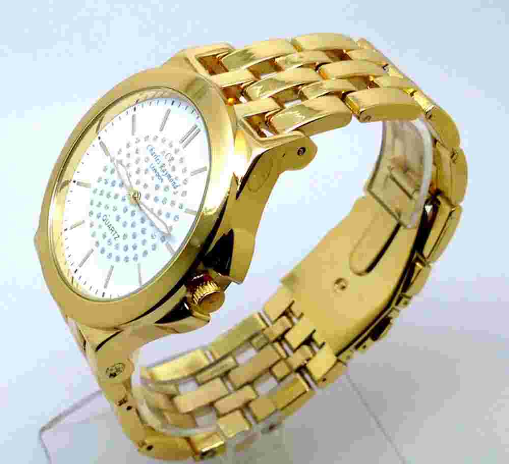 x043O Mens New Fashion Luxury Style Wrist Watch Gold Band Smart Smart White Dial