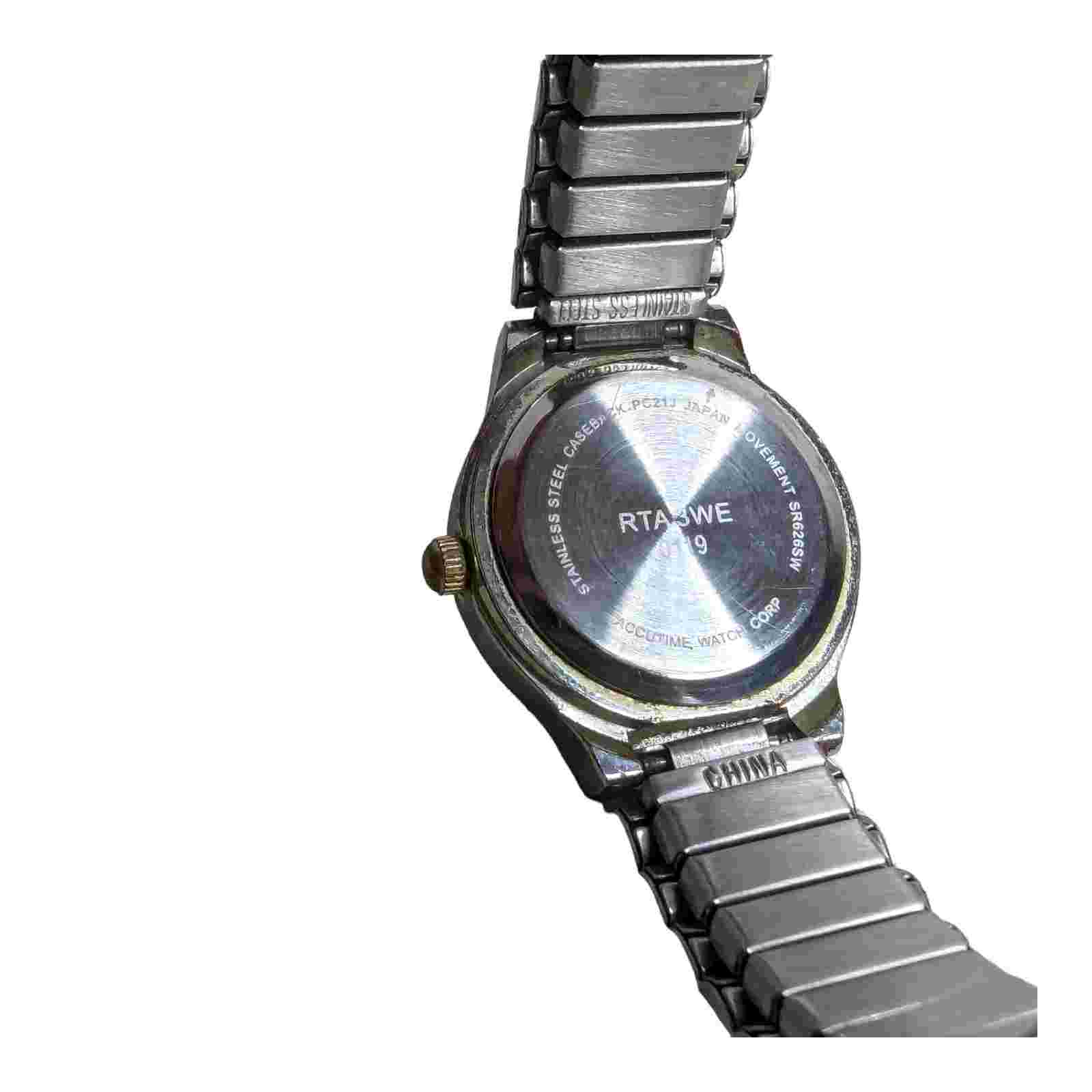Accutime Watch Corp Unisex 2 Tone Metal Expansion Band Wrist Watch