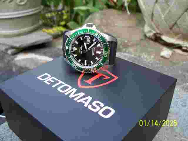 Detomaso San Remo Dive Automatic 300M WATCH-New-Green-Screw Down Crown-Silicon