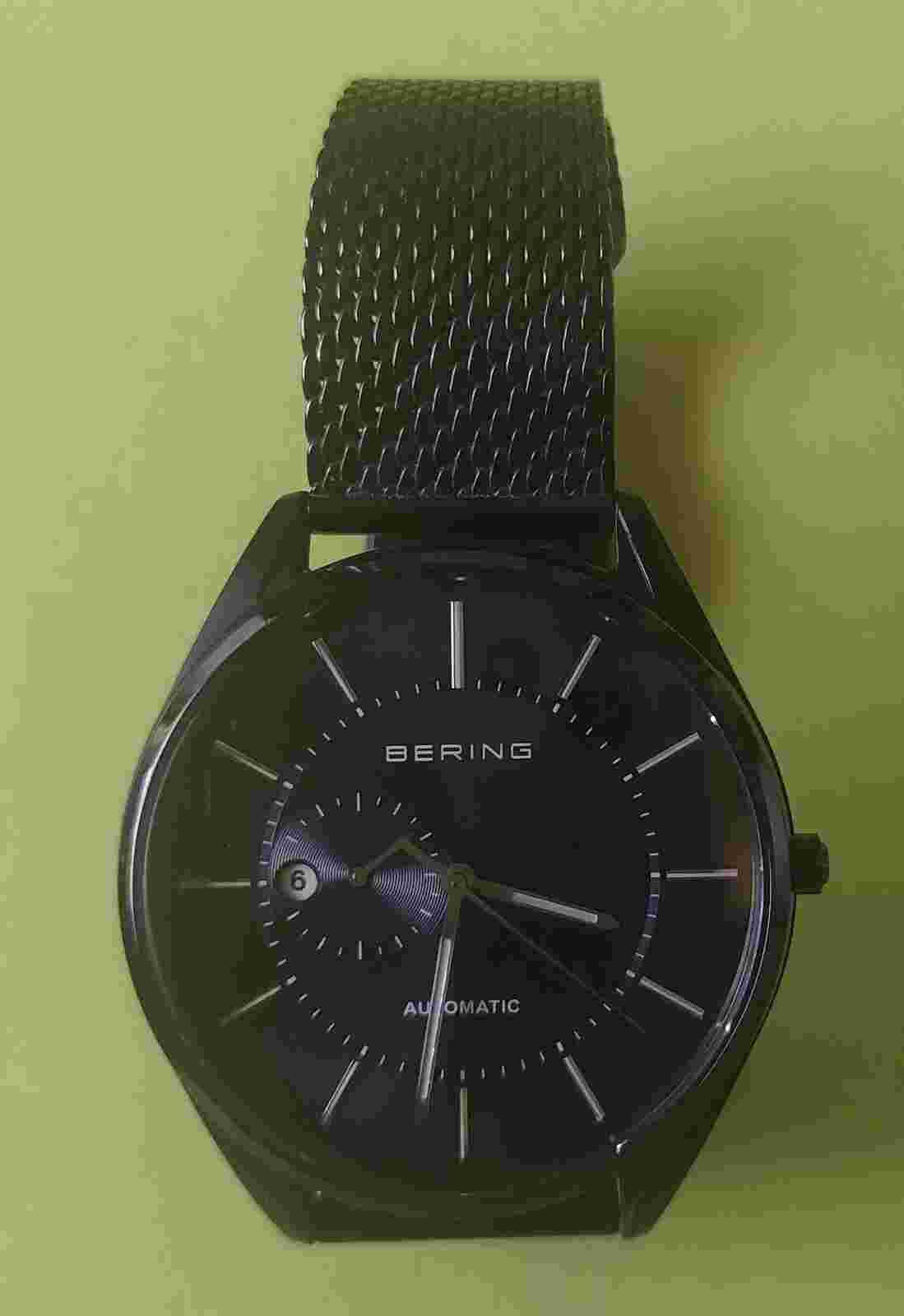 Bering Automatic Men's Wristwatch in Black / Blue.