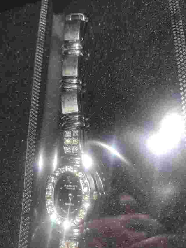 Ashley Princess Ladies Wristwatch Black Face Stainless Steel Band New Battery