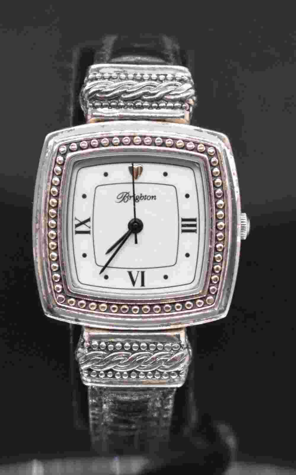 BRIGHTON TOULOUSE Watch Women Reversible Two Tone Square Leather NEW BATTERY