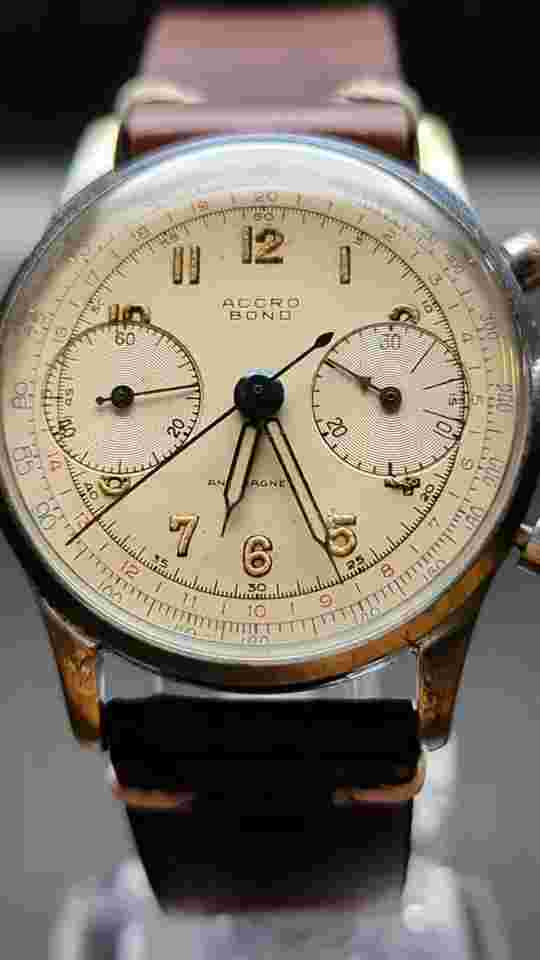 Vintage Novus Accro Bond 17 jewel chronograph wrist watch Landeron 48 SERVICED