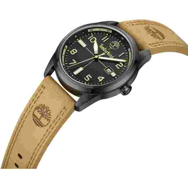 Timberland Men's Watch Northbridge Case Steel PVD Black 45 MM Skin Marron