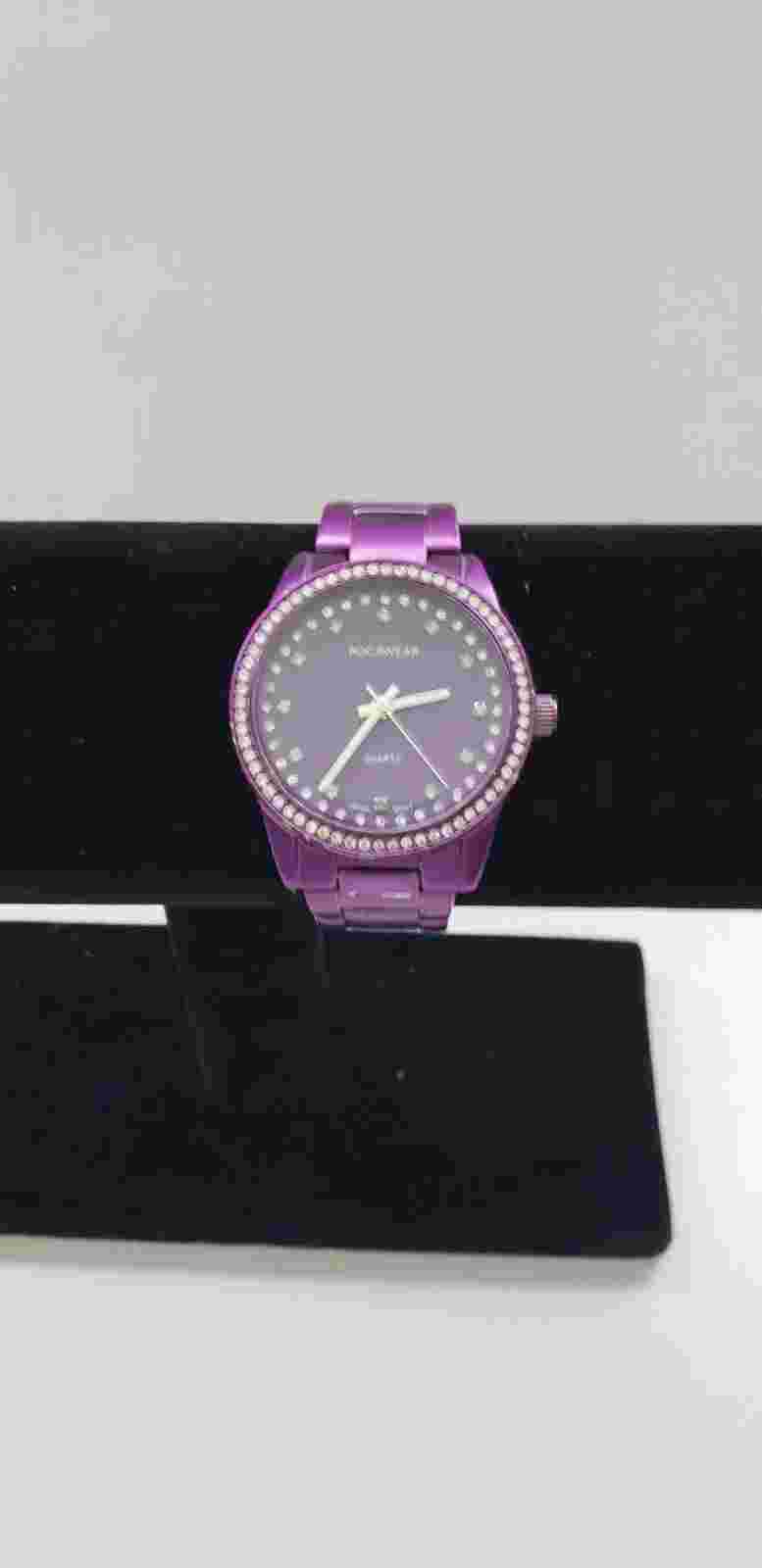 Rocawear Purple Color Watch . Rhinestones  on Bezel, Dial. New Battery
