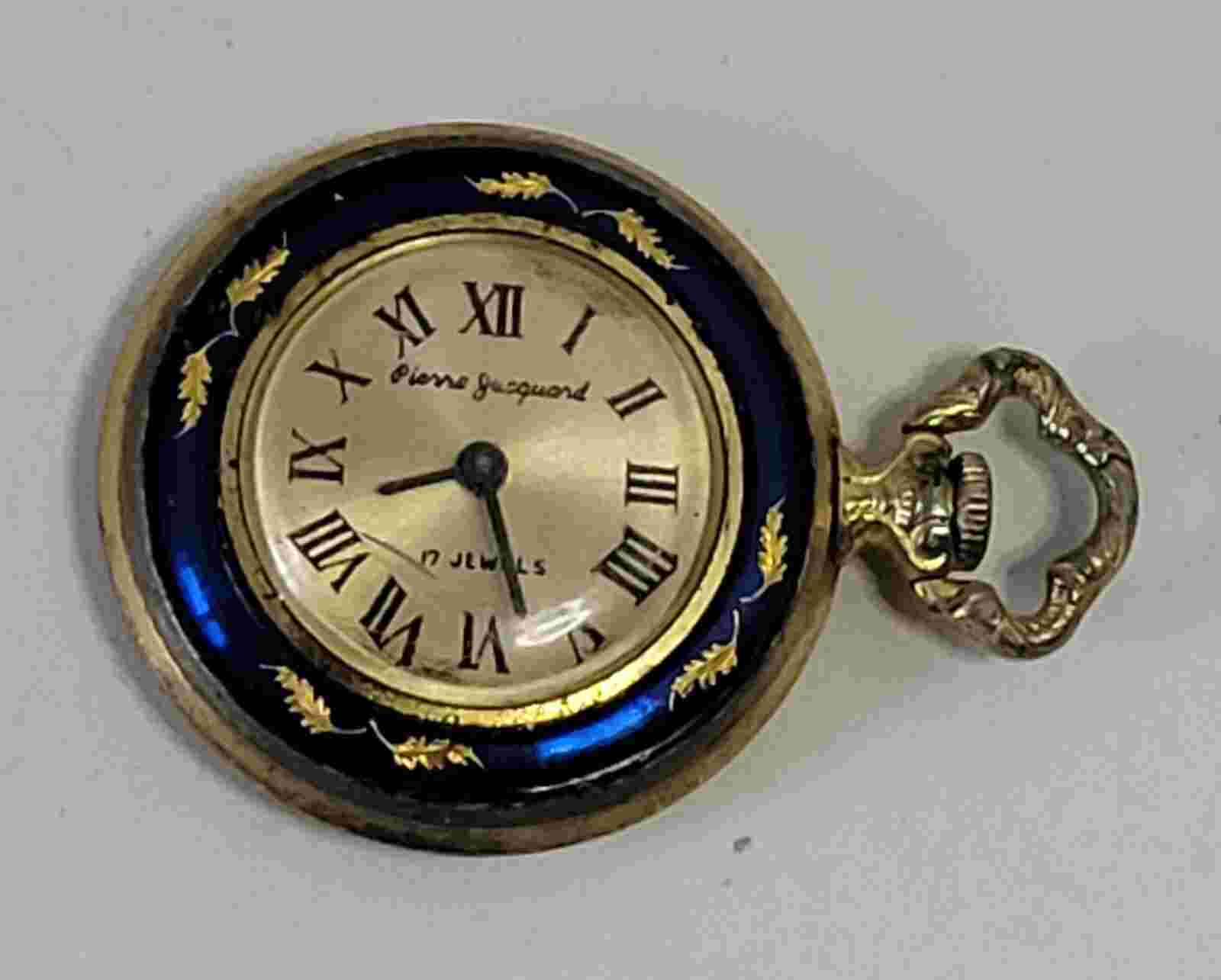 Vintage Pierre Jacquard Ladies Manual Pocket Watch, 17 Jewels -  Not Working