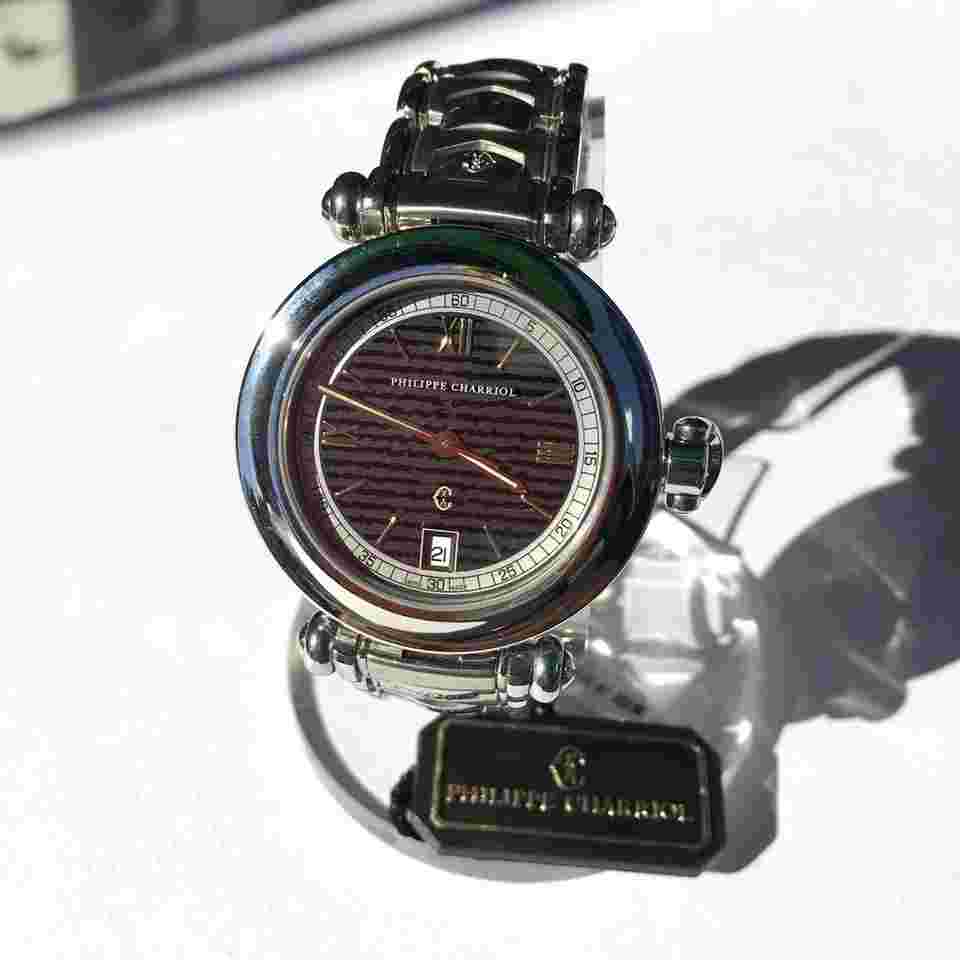 Charrioor Men's Vintage Watch Gray Dial Gold Roman Numerals in Box