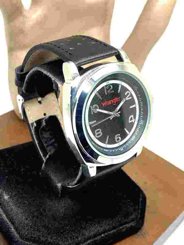 Wrangler Men's Watch WRT2501-1B Quartz Black Dial Leather Band 44mm
