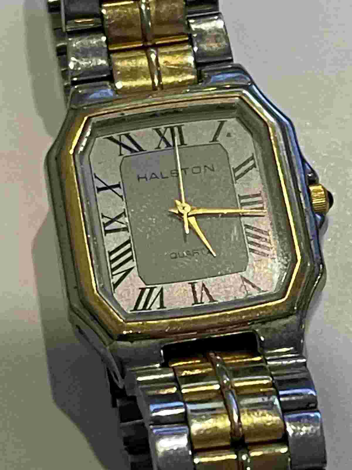 Halston RARE two-tone Men's Watch 001-6L32 HA1006 Quartz - FREE SHIP!