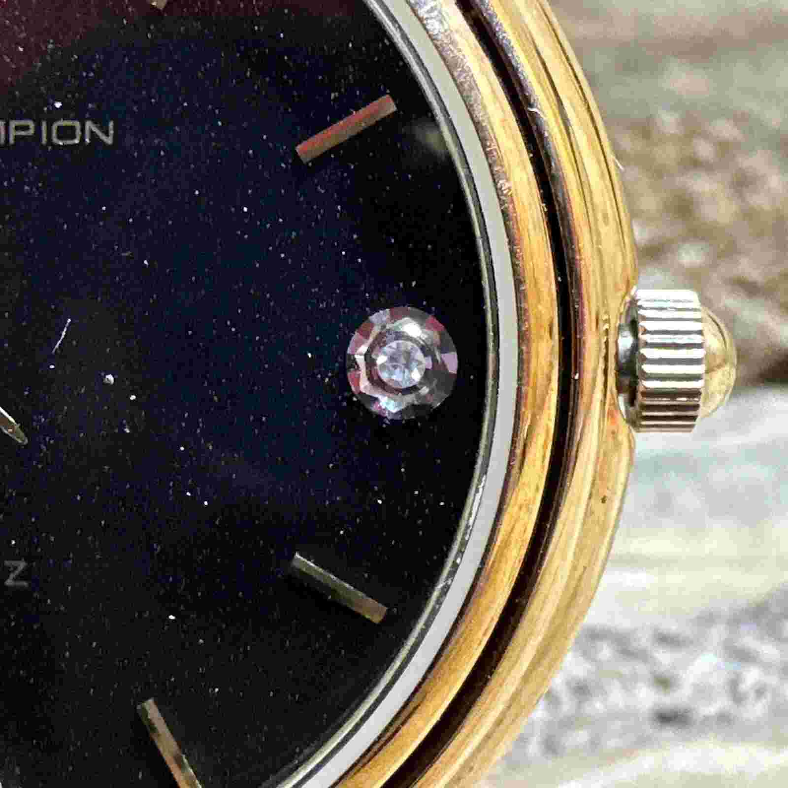 J.B. Champion Quartz 33mm Black Crocodile Calf Band Untested I643