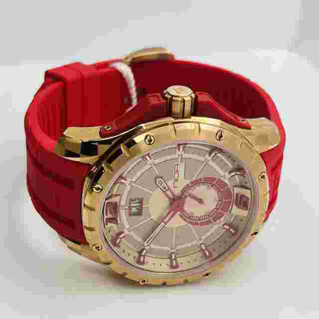 NOA 356 Men's Watch Quartz Rose Gold Sapphire Crystal 44mm Red Swiss Made