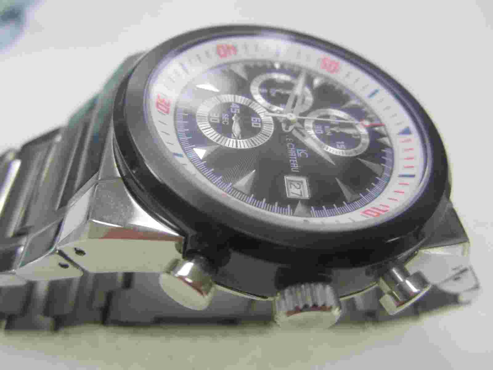 LE CHATEAU JAPAN MEN'S WATCH CHRONO QUARTZ ALL S/S ORIGINAL LC5701 NEW