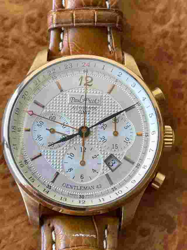 Paul Picot Gentleman 42 Auto Chrono Men's Watch in 18K 750 Pink Solid Gold 2031R