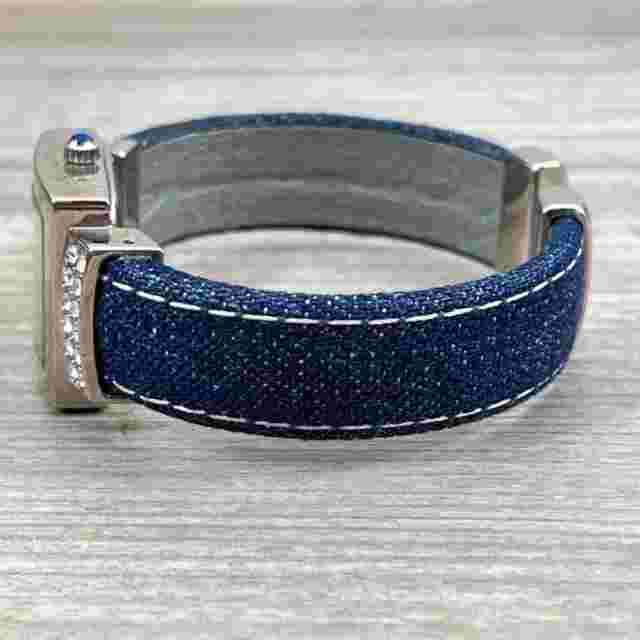 Joan Rivers Classics Blue Denim Bangle Cuff Rhinestone Wrist Watch New Battery