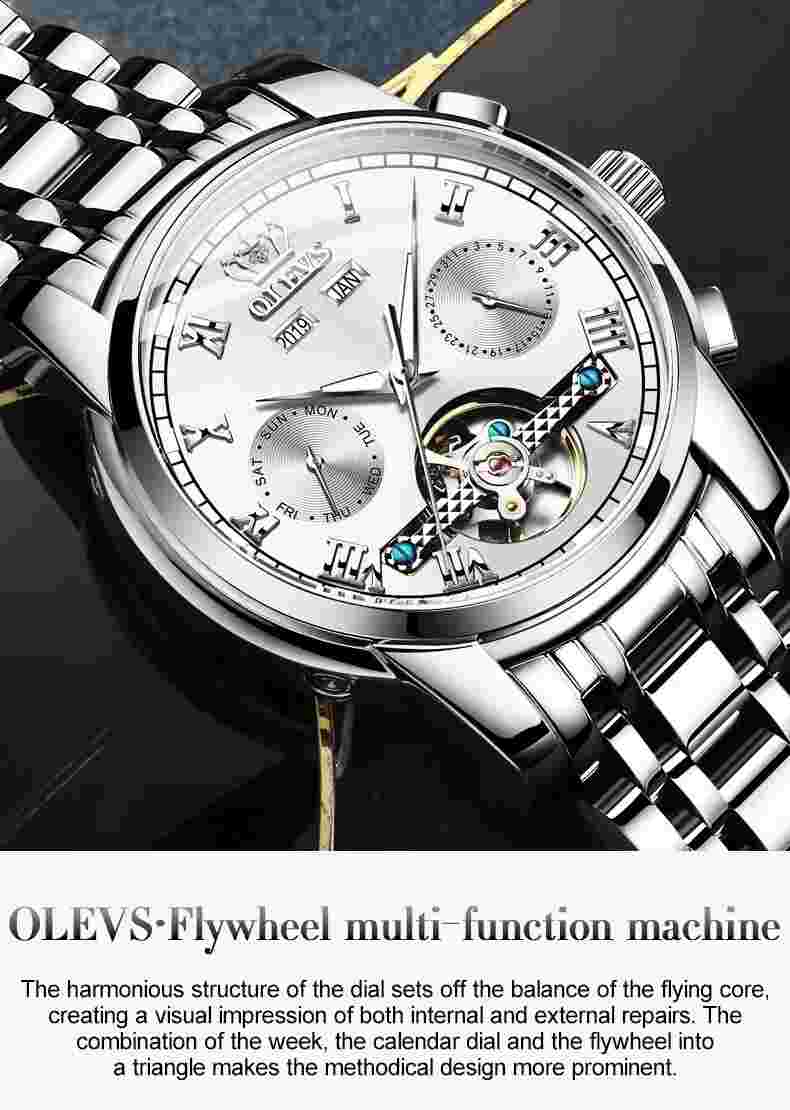 Automatic Mechanical Business Wristwatch Waterproof Stainless Steel Men's Watch