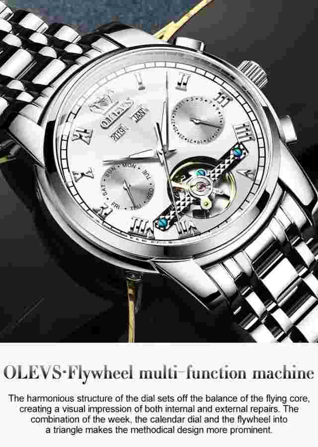 Automatic Mechanical Business Wristwatch Waterproof Stainless Steel Men's Watch