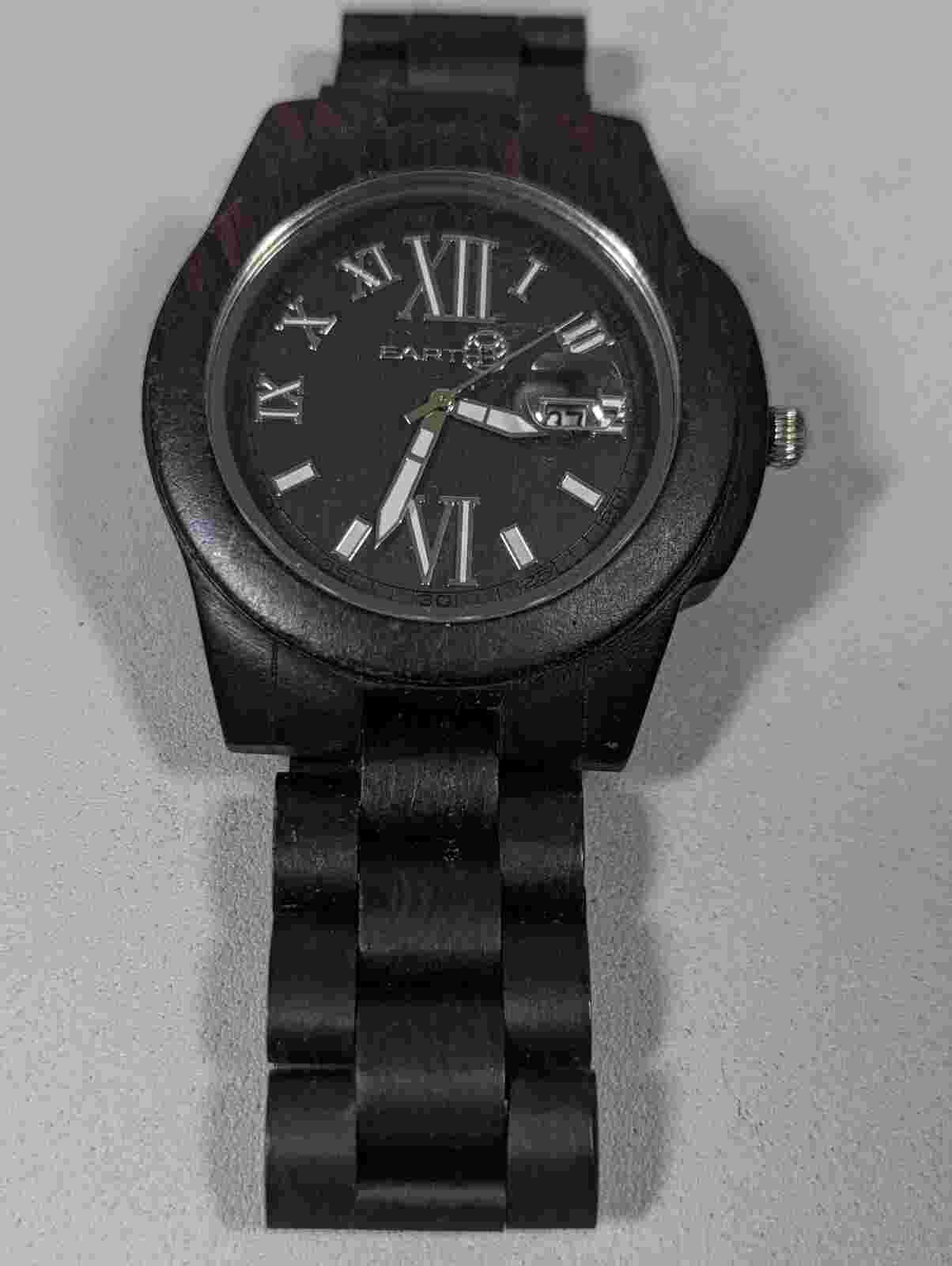 Mens Earth Ecofriendly Wood Brown Link Band Watch 8 Inch