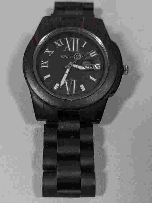 Mens Earth Ecofriendly Wood Brown Link Band Watch 8 Inch